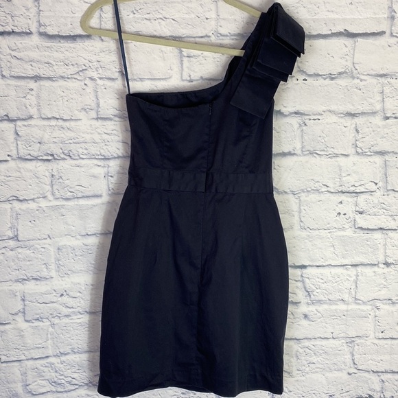 French Connection Bonny navy blue bow one shoulder dress size 2 - Picture 5 of 8